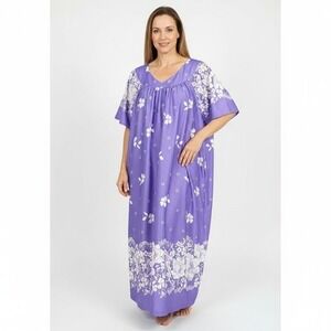 Anthony Richards Womens Size Medium Muumuu Dress Purple Floral Print House Dress
